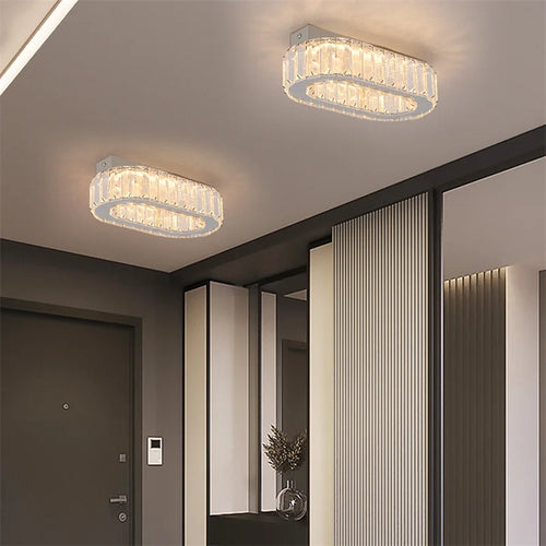 plafonnier ovale en cristal led pour décoration de cuisine - vue 3 sur 8