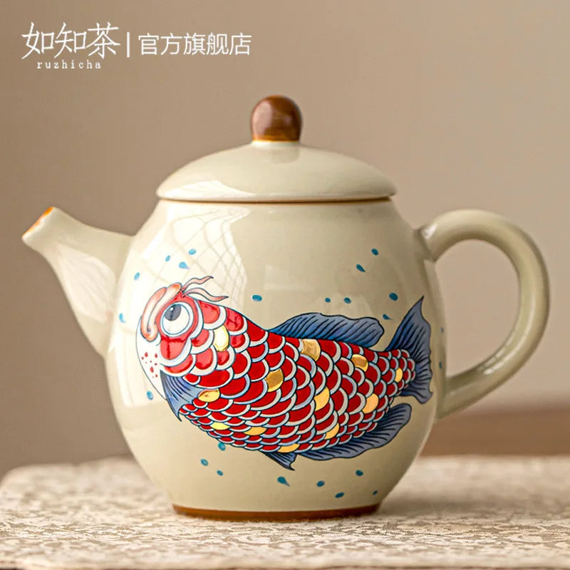 Théière chinoise arowana céramique rétro kung fu 150ml - vue 4 sur 6