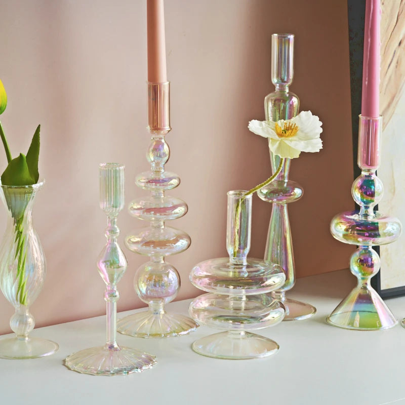 bougeoir en verre décoration nordique pour mariage et fleurs - vue 5 sur 22