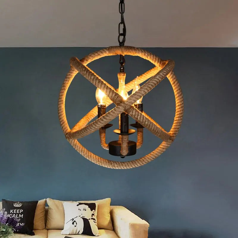 suspension en corde de chanvre style loft rétro pour café et restaurant - vue 2 sur 6