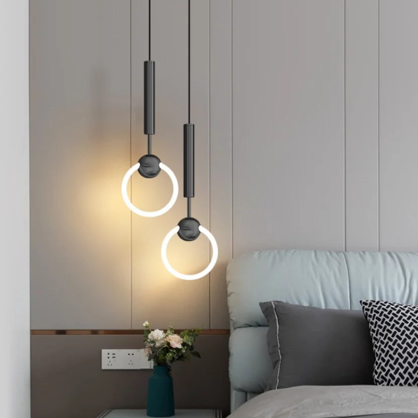 suspension LED en anneau design nordique moderne - vue 3 sur 16