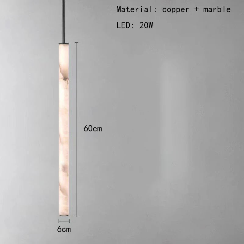 lustre en marbre naturel et laiton noir avec cordon réglable