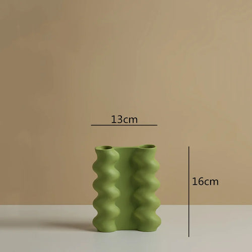 vase en céramique géométrique pour arrangements floraux artisanaux - vue 11 sur 11