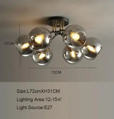 plafonnier industriel design en verre fumé pour décoration moderne - vue 11 sur 12