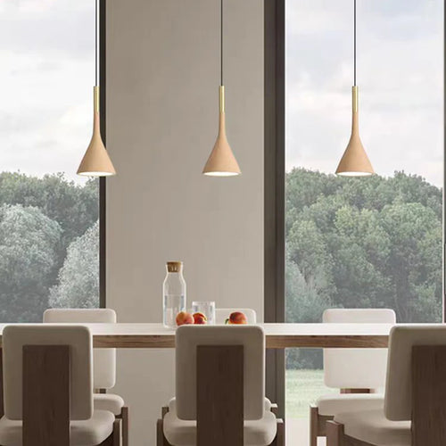 suspension moderne en métal imitation bois avec cordon réglable - vue 3 sur 8