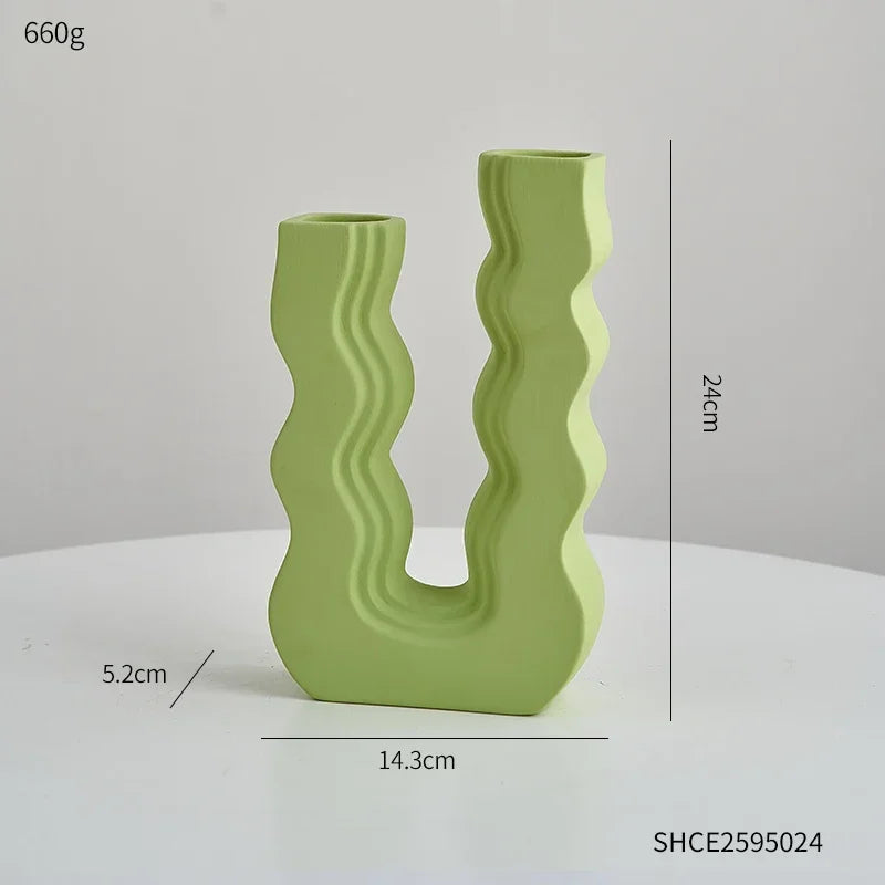 vase en céramique décoratif style morandi pour fleurs - vue 7 sur 11