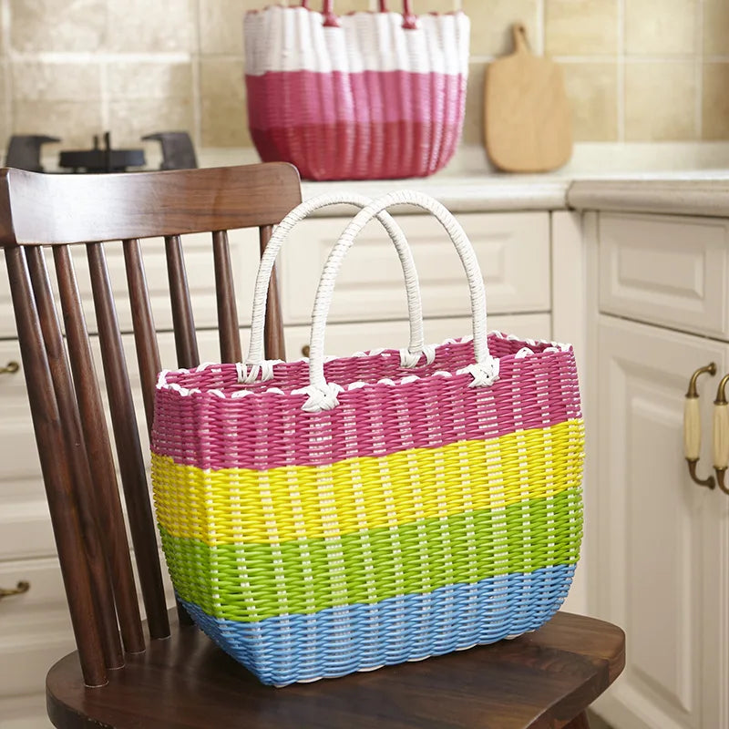 panier tissé imitation rotin pour pique-nique en extérieur - vue 3 sur 22