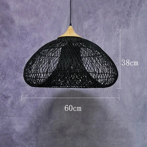 Modern art minimalist retro chandelier suitable for living room, dining room, farmhouse, natural rattan and willow chandelier - vue 12 sur 21