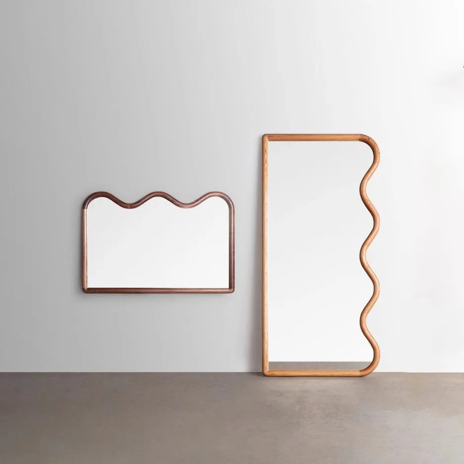 miroir rétro créatif en bois pour décoration intérieure mural - vue 2 sur 8