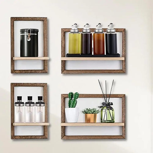 étagère murale flottante en bois design géométrique pour rangement intérieur - vue 4 sur 6