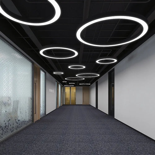 lustre à anneaux ronds led pour éclairage créatif moderne - vue 4 sur 11