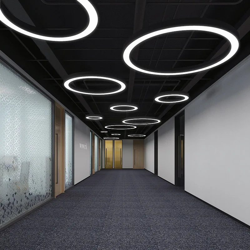 lustre à anneaux ronds led pour éclairage créatif moderne - vue 4 sur 11