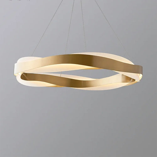 lustre led moderne anneaux brossés en cristal - vue 3 sur 12