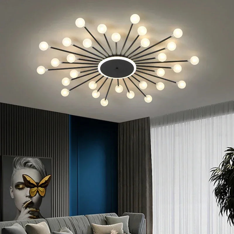 lustre moderne en verre avec éclairage led créatif intérieur - vue 4 sur 12