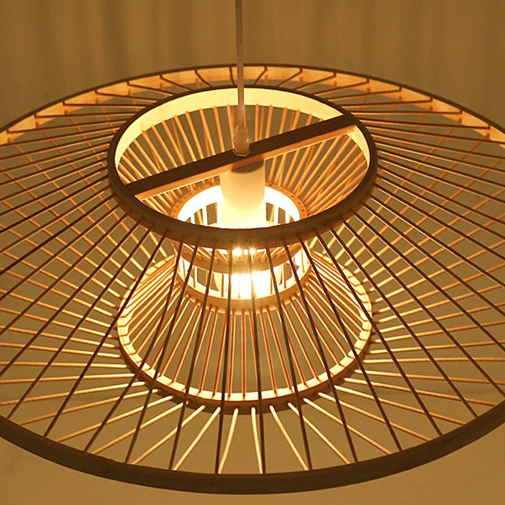 lustre en bambou style rétro pour décoration intérieure - vue 5 sur 8
