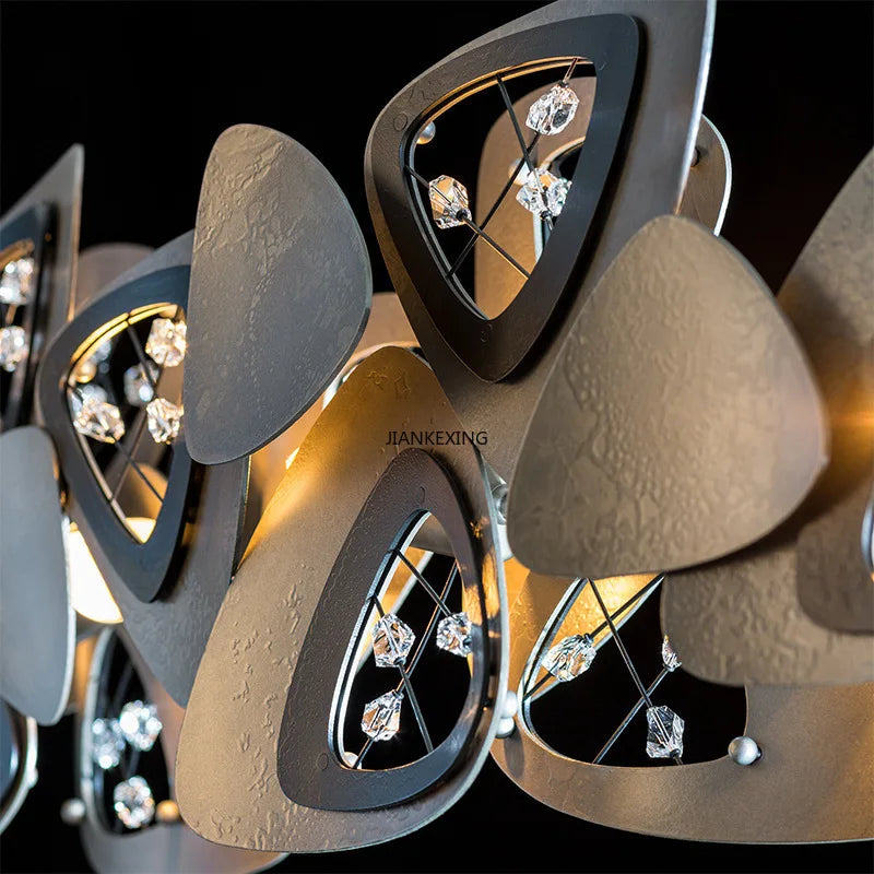 Postmodern LED lustre salle à manger salon longue suspension lumière Restaurant Bar café cristal luxe suspension luminaire - vue 6 sur 11