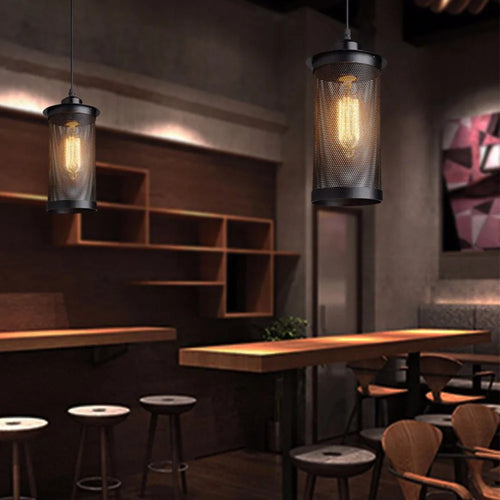 E27 Industrial Cage Ceiling Pendant Light,Wire Cage Loft Pendant Lamp Shade Small Hanging Lighting Fixture - vue 3 sur 6