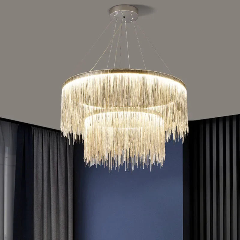 lustre suspendu à pampilles led avec intensité variable et télécommande - vue 4 sur 23