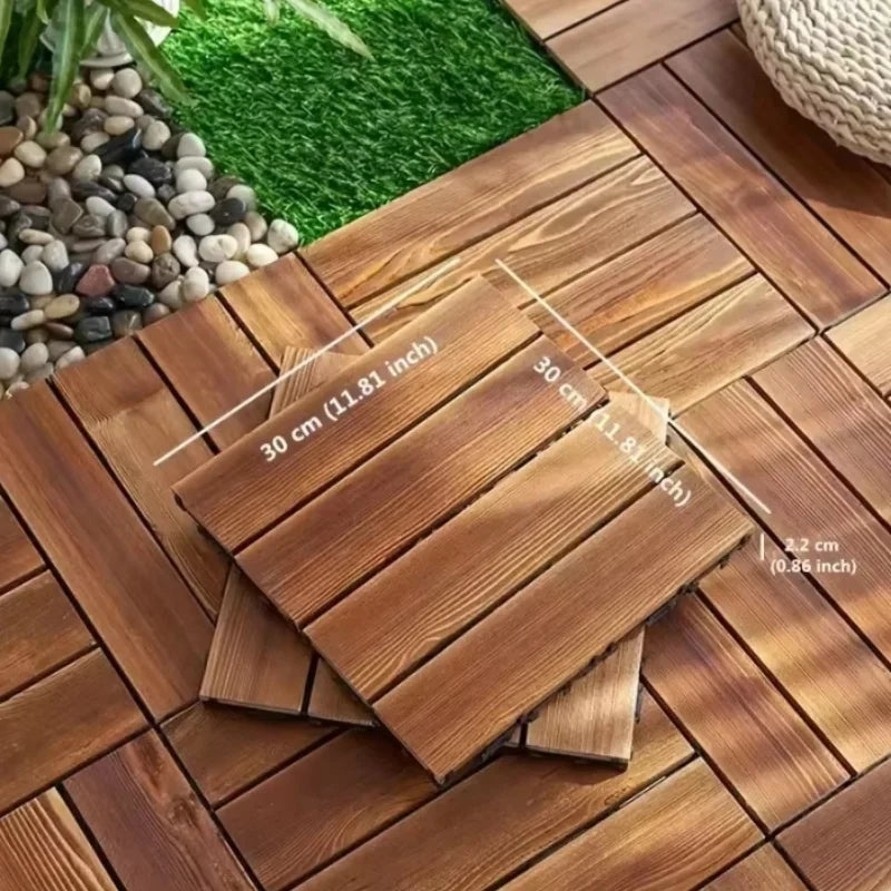 Parquet extérieur clipsable antidérapant imperméable effet bois - vue 3 sur 6