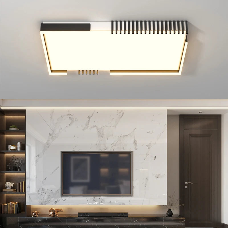 plafonnier led rectangulaire encastrable design nordique moderne - vue 3 sur 9
