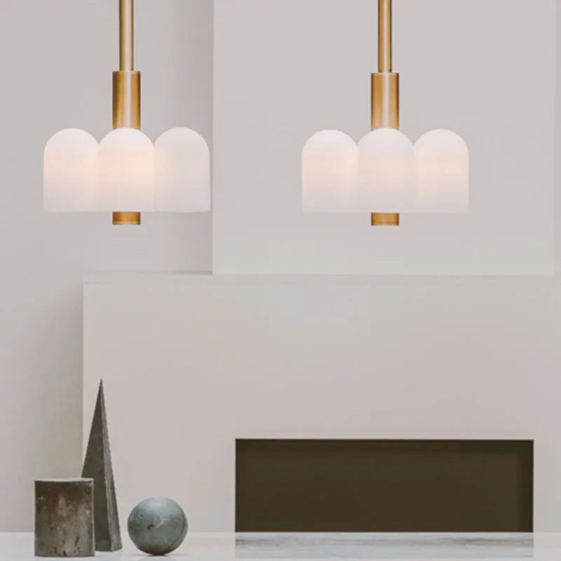lustre en verre laiteux luminaire suspendu design moderne élégant - vue 6 sur 13