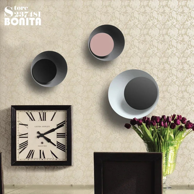 applique murale moderne rotative led design nordique en fer rond - vue 2 sur 15