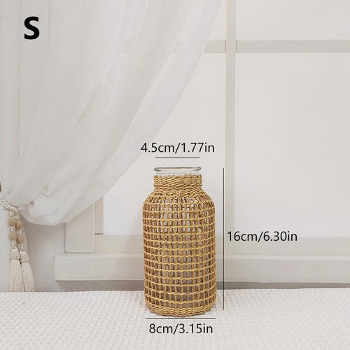 vase en rotin tissé pour fleurs séchées décoration rétro - vue 8 sur 8