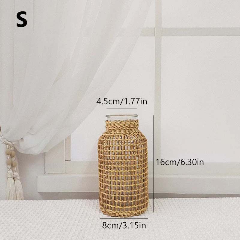 vase en rotin tissé pour fleurs séchées décoration rétro - vue 7 sur 8