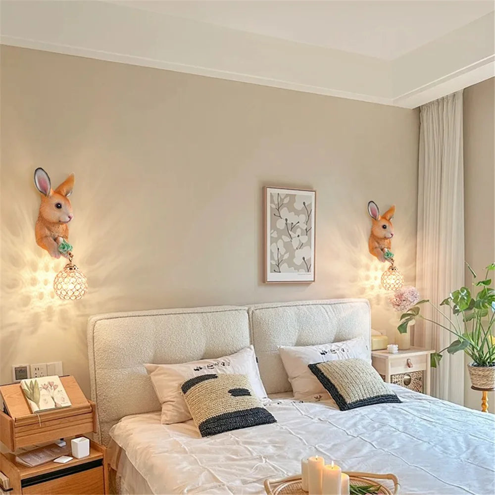 applique murale lapin en résine style pastoral créatif pour décoration maison - vue 4 sur 8