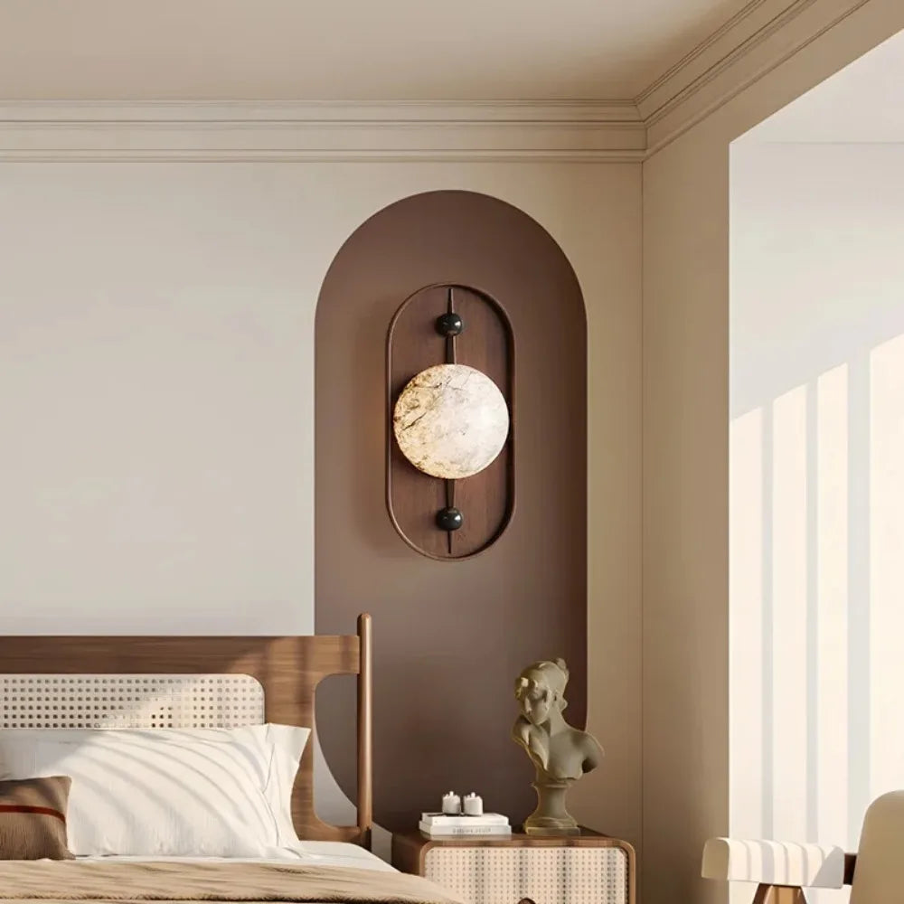 applique murale led design rétro en marbre pour décoration moderne - vue 4 sur 7