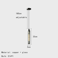lustre en verre transparent avec cordon réglable en cuivre