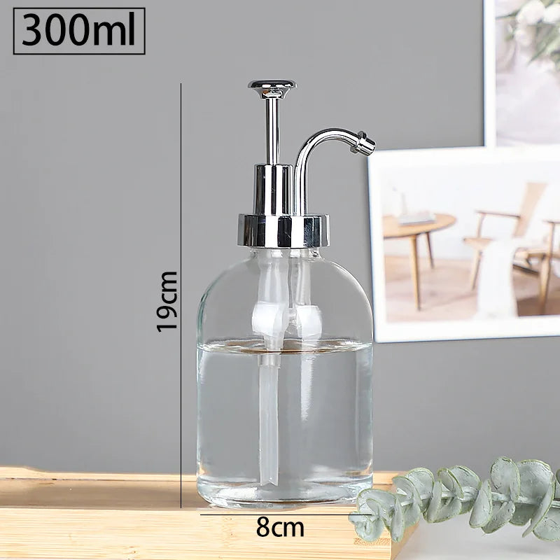 distributeur de savon en verre transparent rechargeable pour gel douche - vue 8 sur 17