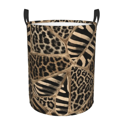 panier à linge imprimé léopard grand rangement pliable pour vêtements - vue 11 sur 17