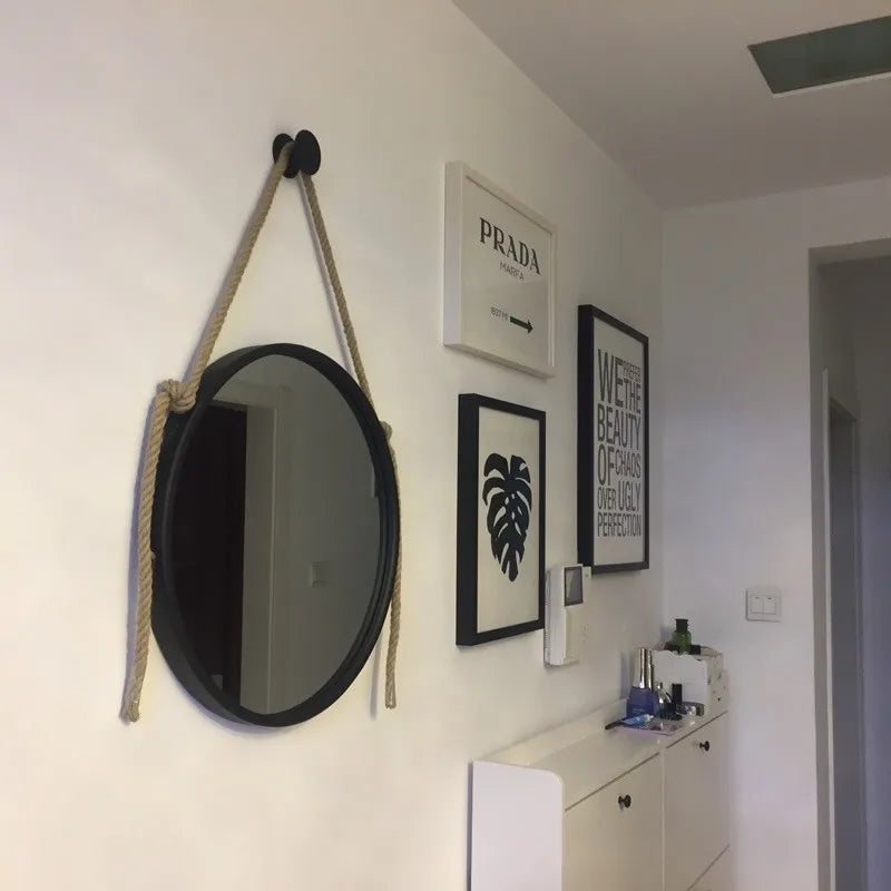 miroirs décoratifs ronds rétro suspendus artisanat nordique esthétique - vue 5 sur 7