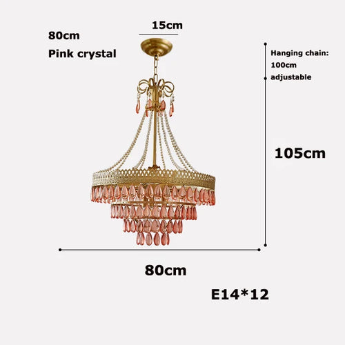 lustre à led en cristal forme larme rose 2024 luminaire élégant moderne - vue 9 sur 14