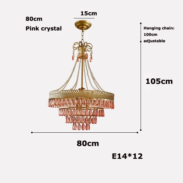 lustre à led en cristal forme larme rose 2024 luminaire élégant moderne - vue 8 sur 14