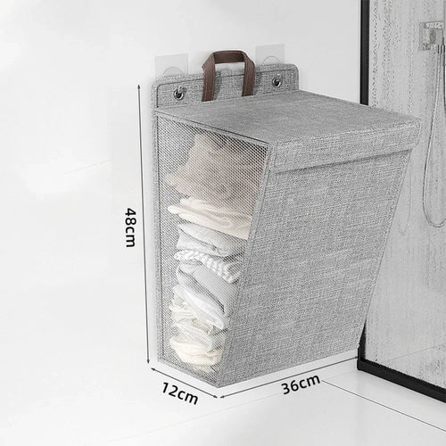 panier à linge adhésif pliable mural multifonctionnel pour vêtements - vue 9 sur 10