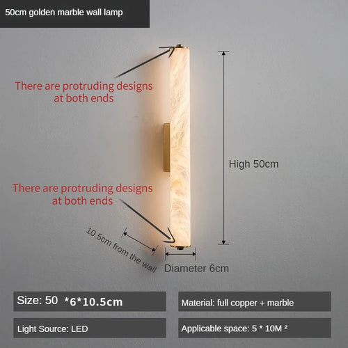 applique murale led en cuivre et marbre moderne luxe éclairage intérieur - vue 15 sur 14
