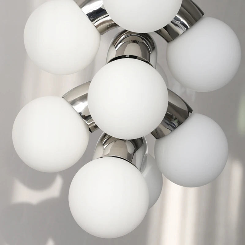 suspension en métal et verre blanc pour intérieur moderne - vue 5 sur 8
