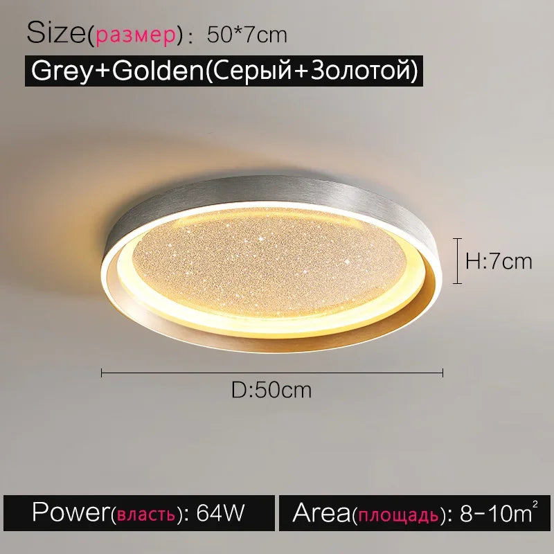 Modern Lights Round Ceiling Lamp Starry Sky Bedroom Lustre Simple Balcony Lampara Porch Creative Personality Room Chandeliers - vue 8 sur 9
