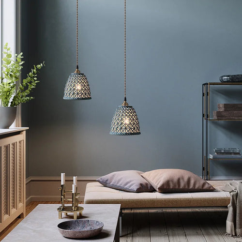 suspension LED blanc en céramique luminaires maison éclairage intérieur chambre salon à côté nordique moderne cuivre suspension lampe - vue 6 sur 23