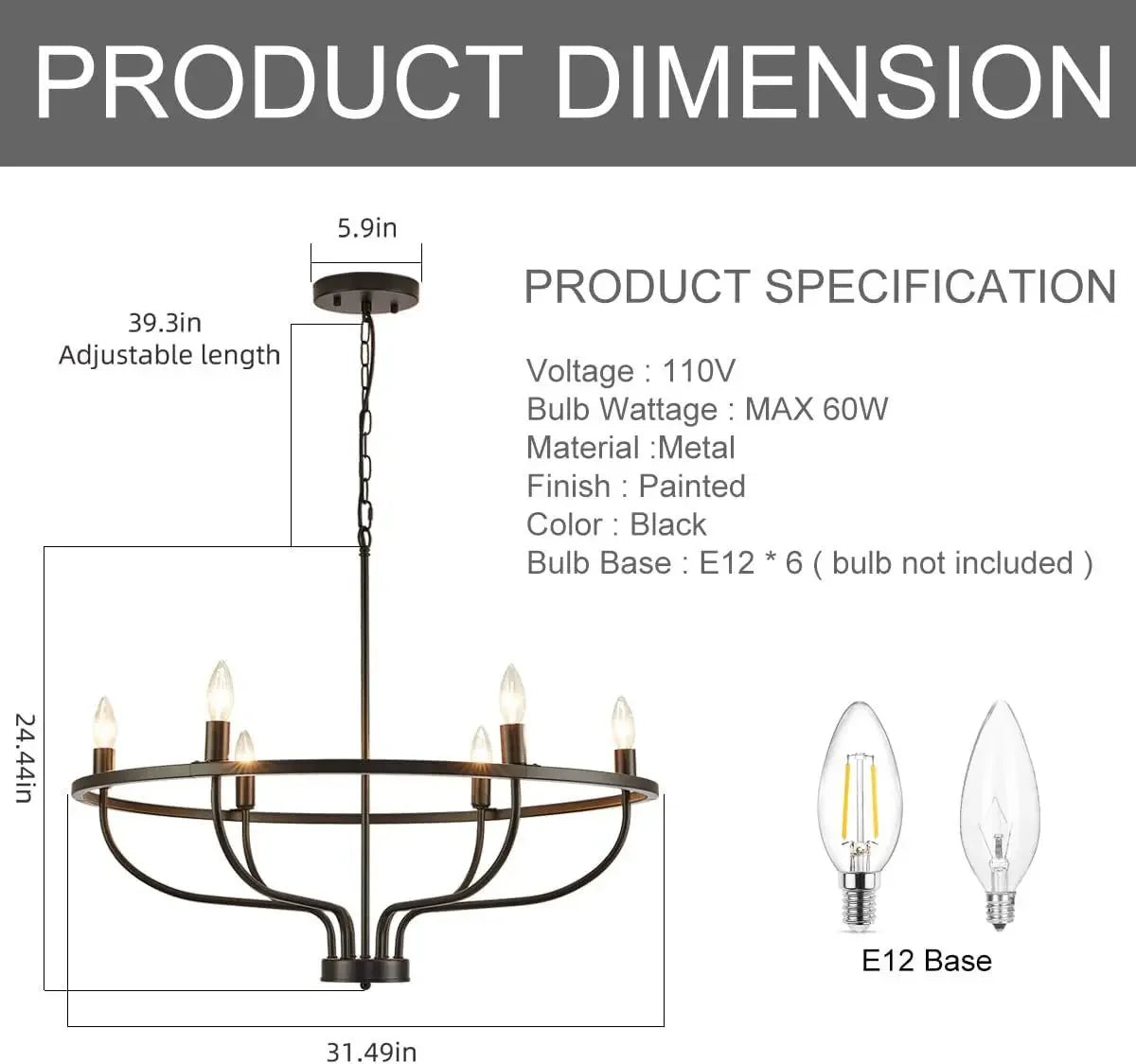 lustre rétro à led en fer pour décoration intérieure moderne - vue 6 sur 12