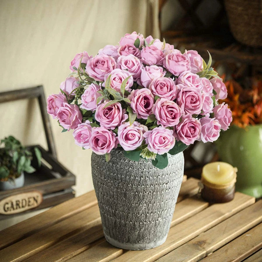 bouquet de roses artificielles en soie pour décorations et événements festifs - vue 4 sur 12