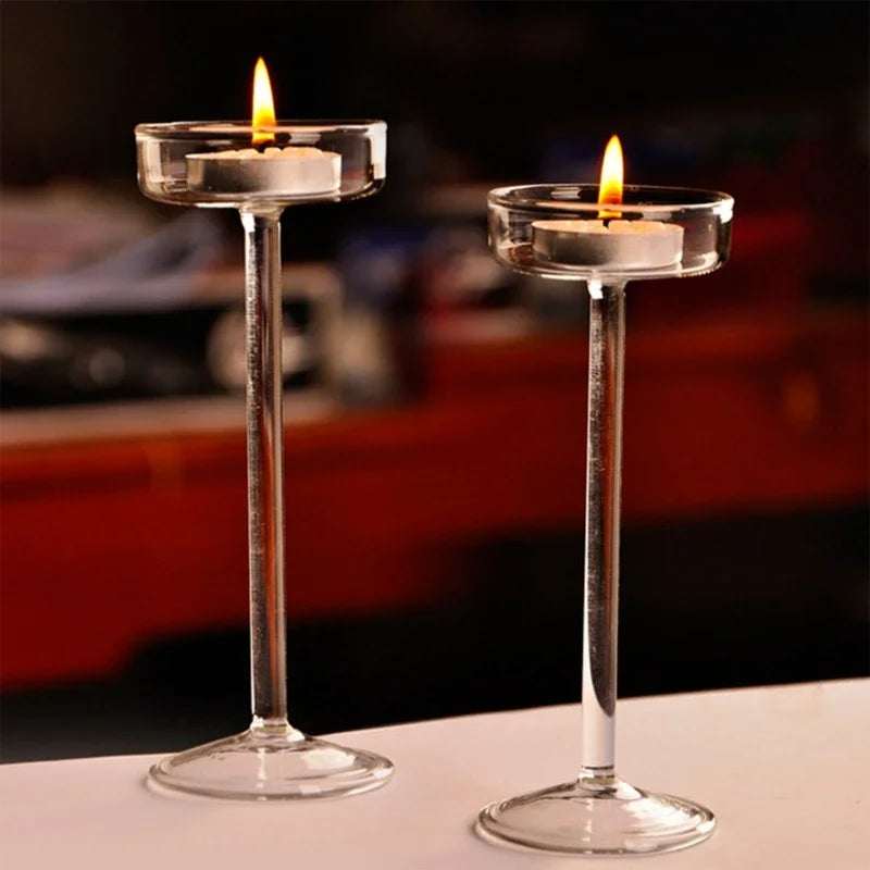 grand bougeoir en verre pour décoration de mariage et fête romantique - vue 4 sur 9