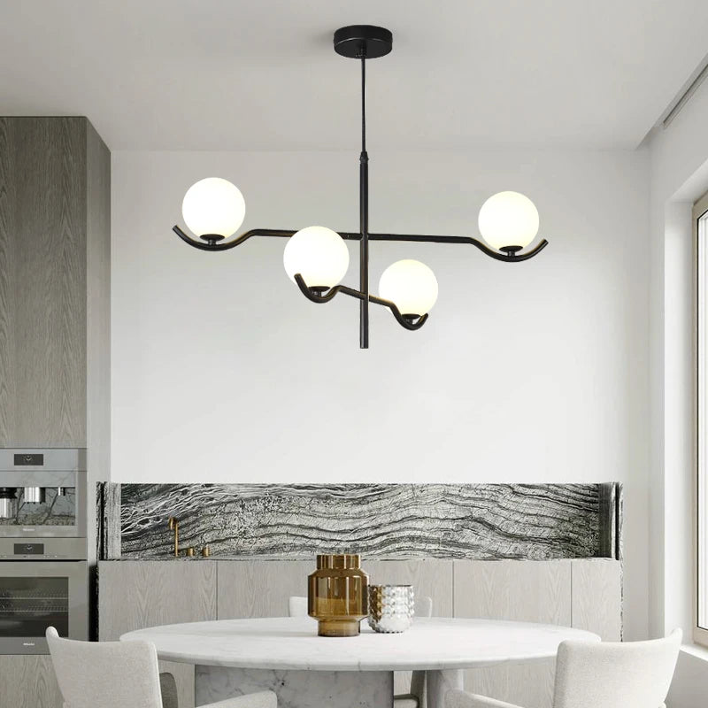 lustre design moderne en verre et métal luminaires suspendus - vue 2 sur 9