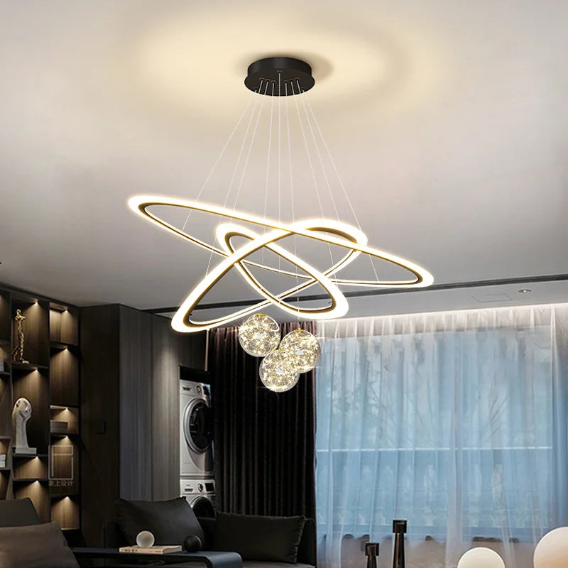suspension moderne led anneaux design pour intérieur - vue 1 sur 10