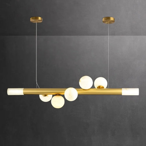 lustre de luxe en boule de marbre véritable post-moderne suspendu - vue 2 sur 10