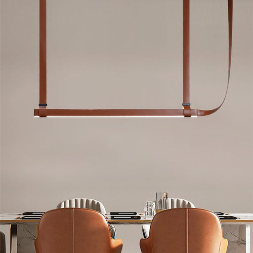 Lustre moderne LED minimaliste en cuir Crosby - vue 3 sur 6