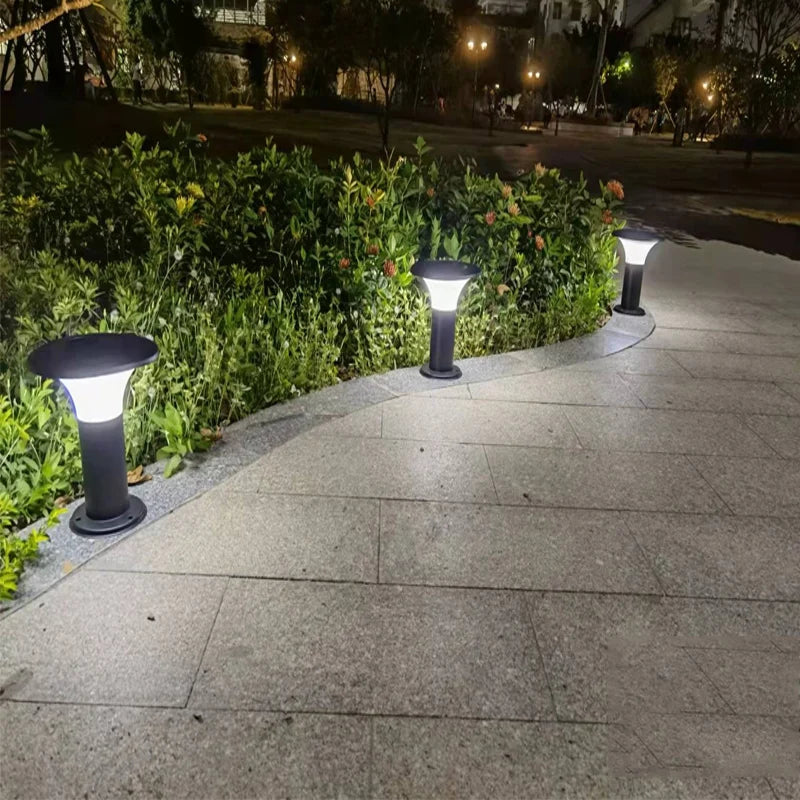 lampe de jardin ronde à led en acier inoxydable pour éclairage extérieur - vue 3 sur 10
