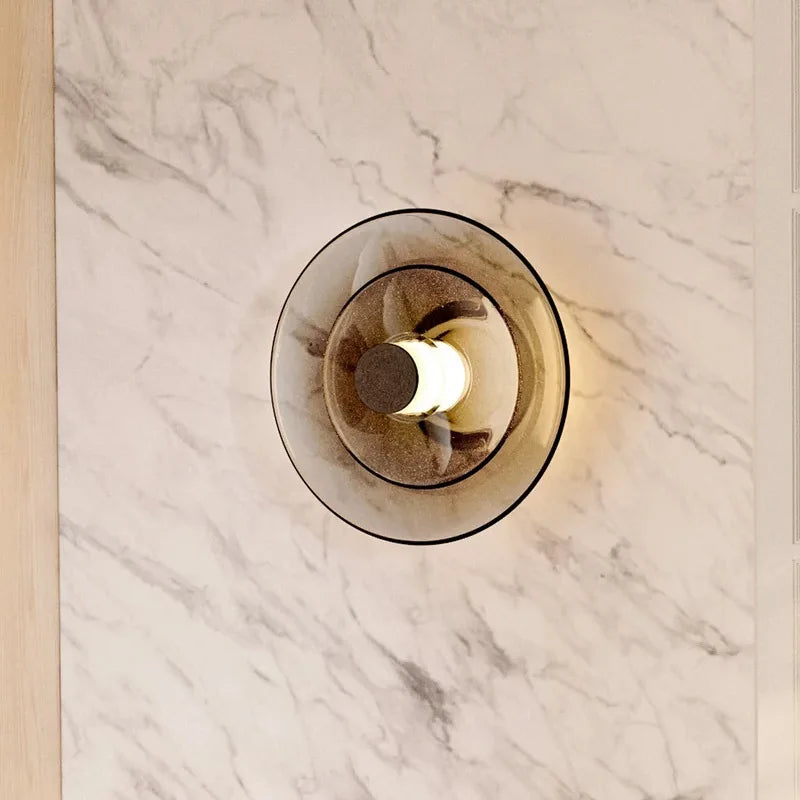 Creative Art Glass Wall Lamps Bedroom Bedside Light Amber Smoke Gray Living Room Decorative Wall Light Aisle Hallway Entrance - vue 2 sur 14